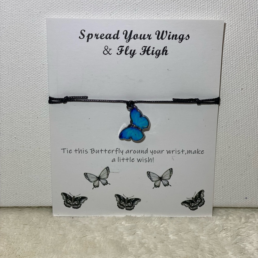 MAKE A WISH Bracelet or Anklet w card MS butterfly 🦋 multiple sclerosis